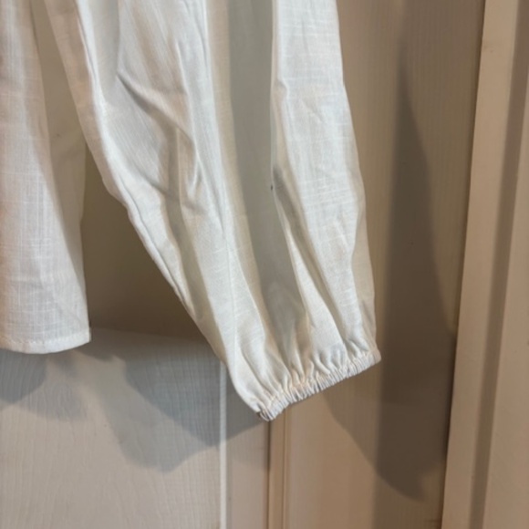 New Embroidered 100% cotton shirt- Off white and Dark blue - Picture 4 of 5